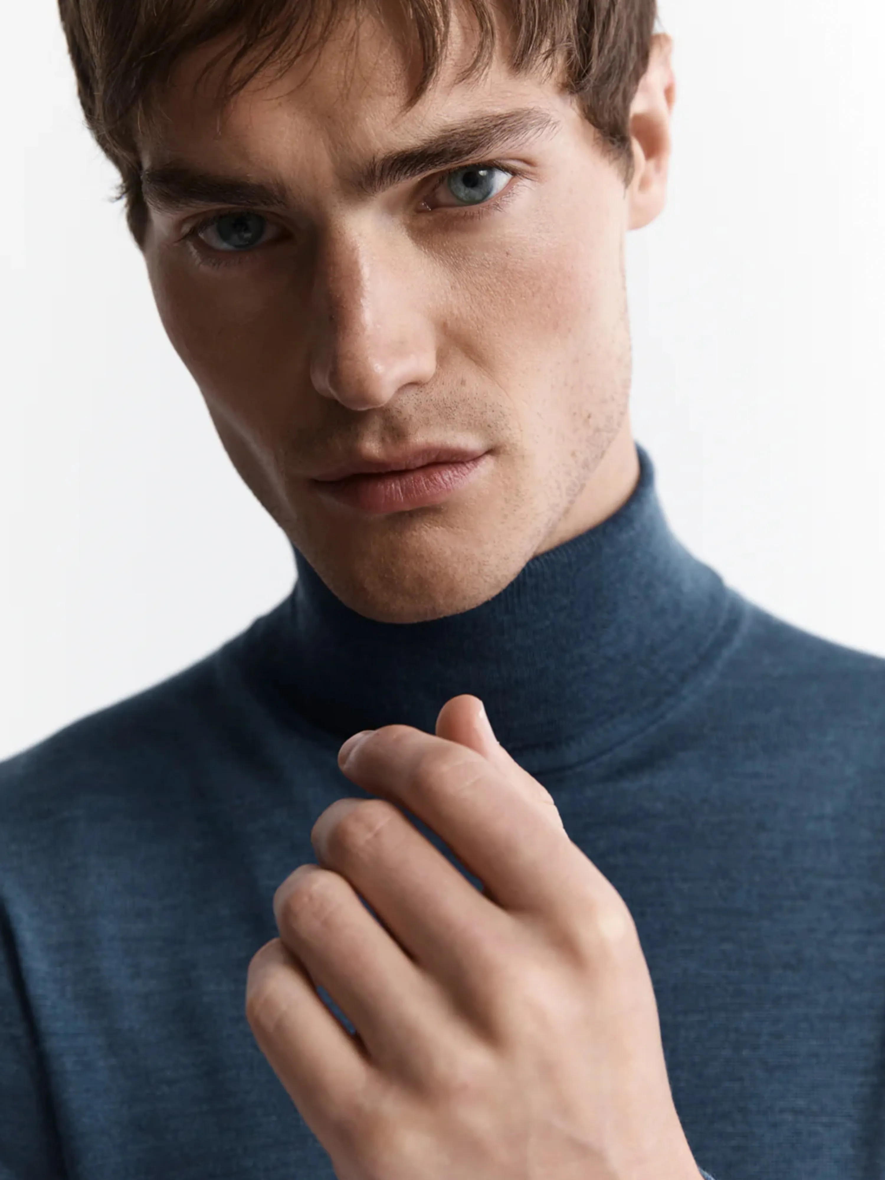 Merino Wool Roll Neck Jumper - Denim sold by T.M.Lewin product image thumbnail 2