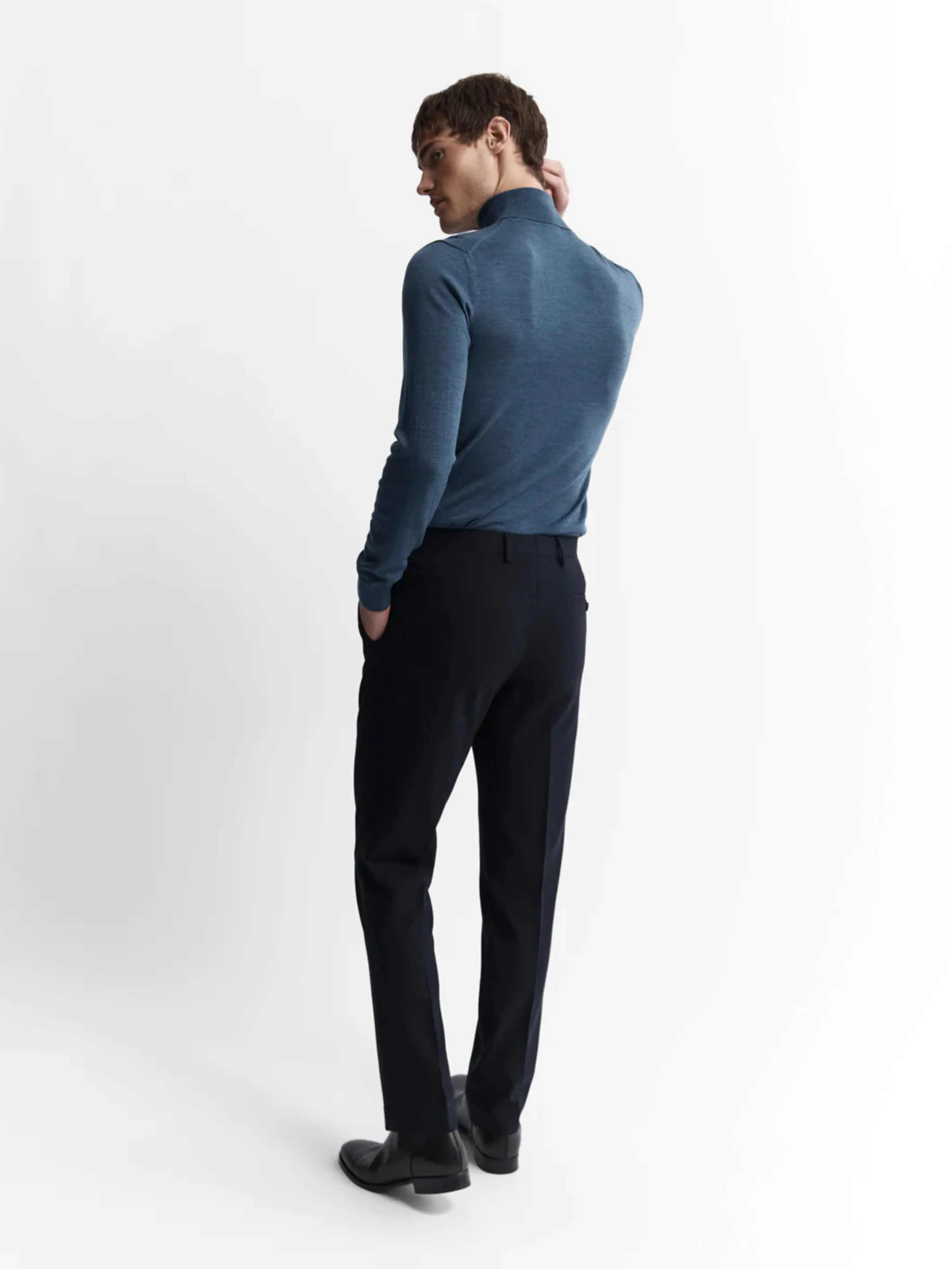 Merino Wool Roll Neck Jumper - Denim sold by T.M.Lewin product image thumbnail 4
