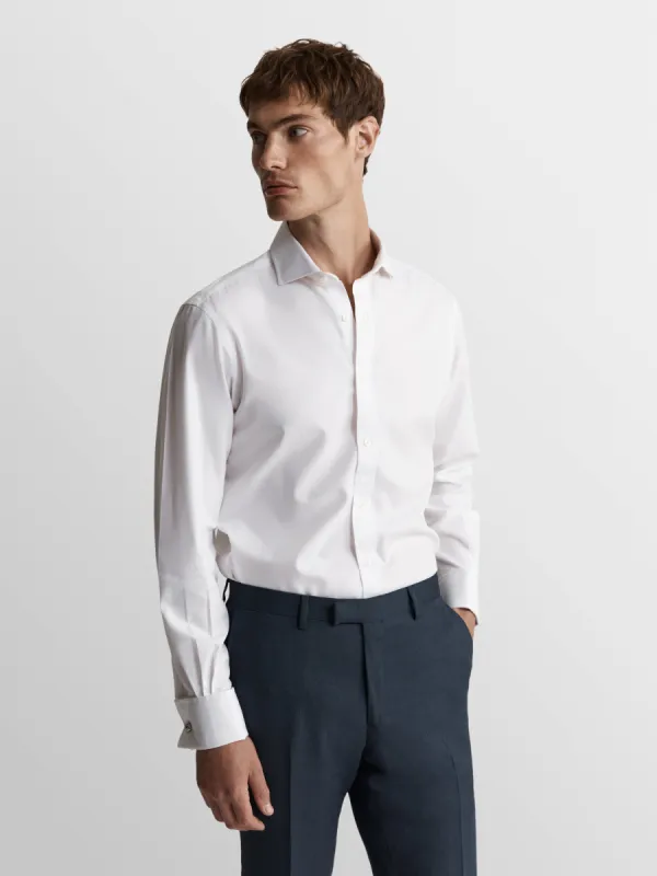 White Bold Twill Super Fitted Double Cuff Classic Collar Shirt sold by T.M.Lewin