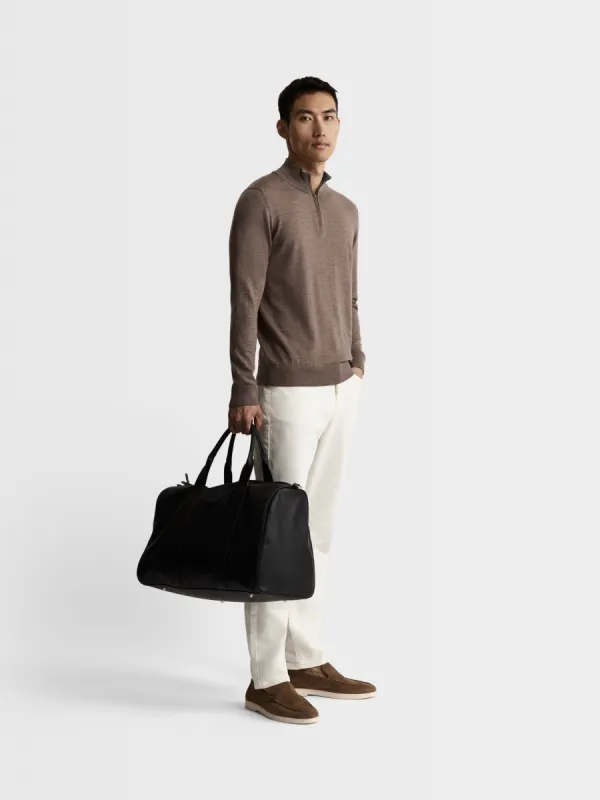 Merino Wool Quarter-Zip Jumper - Neutral sold by T.M.Lewin