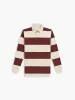 Cotton Rugby Shirt in Burgundy Stripe sold by T.M.Lewin