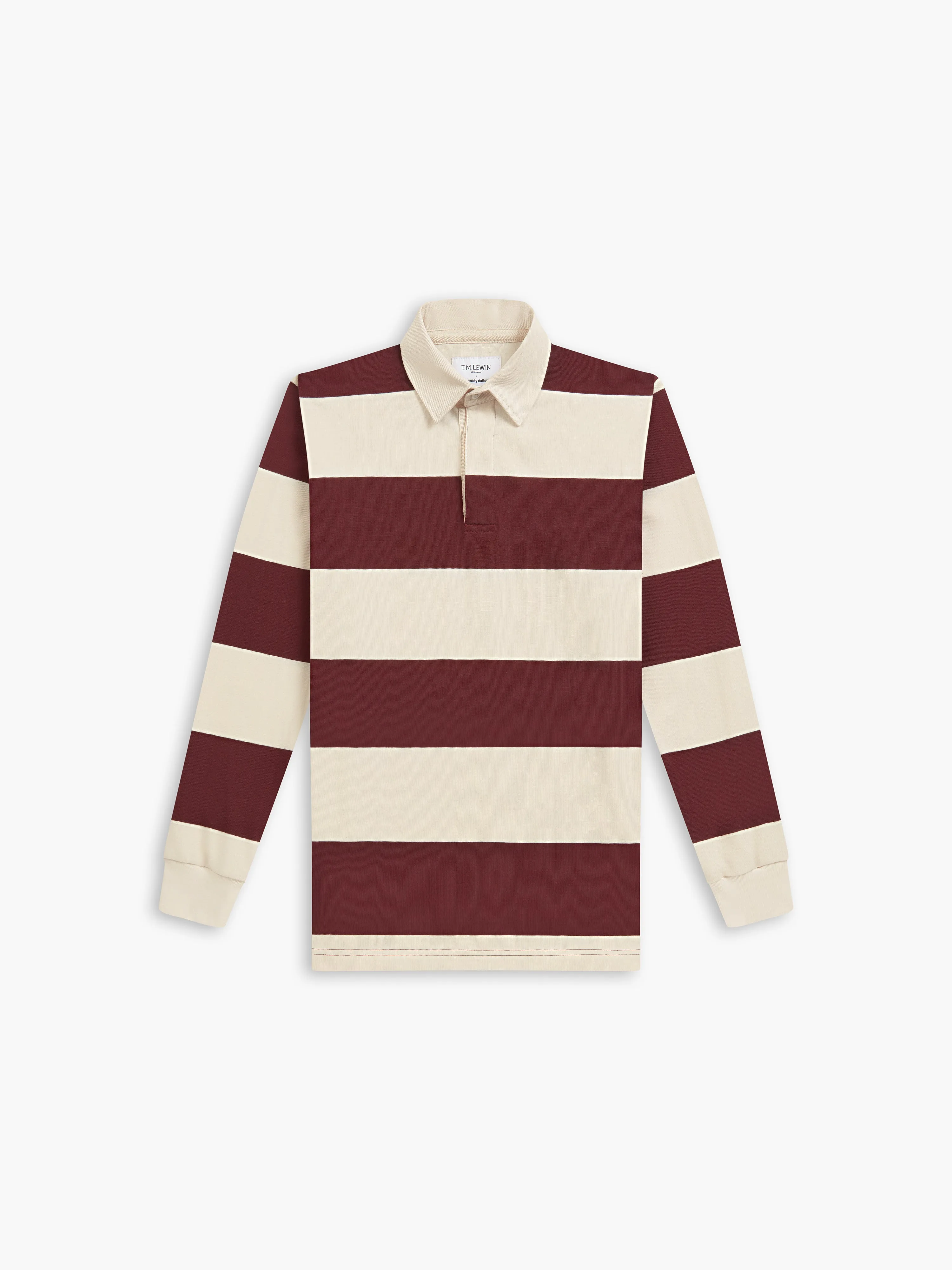 Cotton Rugby Shirt in Burgundy Stripe sold by T.M.Lewin product image thumbnail 2