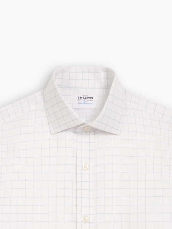 Non-Iron Blue & Pink Double Check Oxford Super Fitted Single Cuff Classic Collar Shirt sold by T.M.Lewin