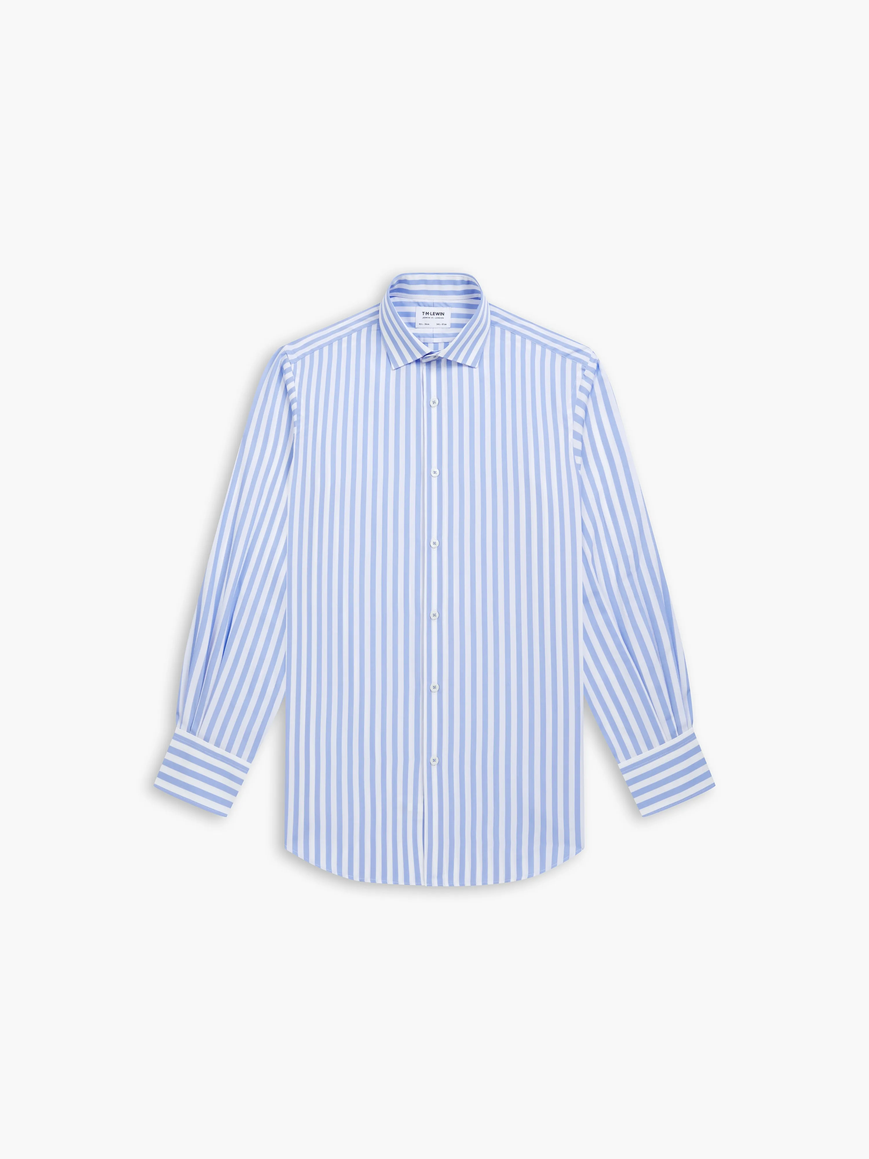 Max Cool Blue Awning Stripe Poplin Slim Fit Single Cuff Classic Collar Shirt sold by T.M.Lewin product image thumbnail 2