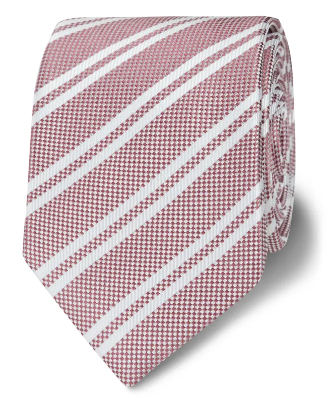 Slim Pink Double Stripe Silk Tie sold by T.M.Lewin