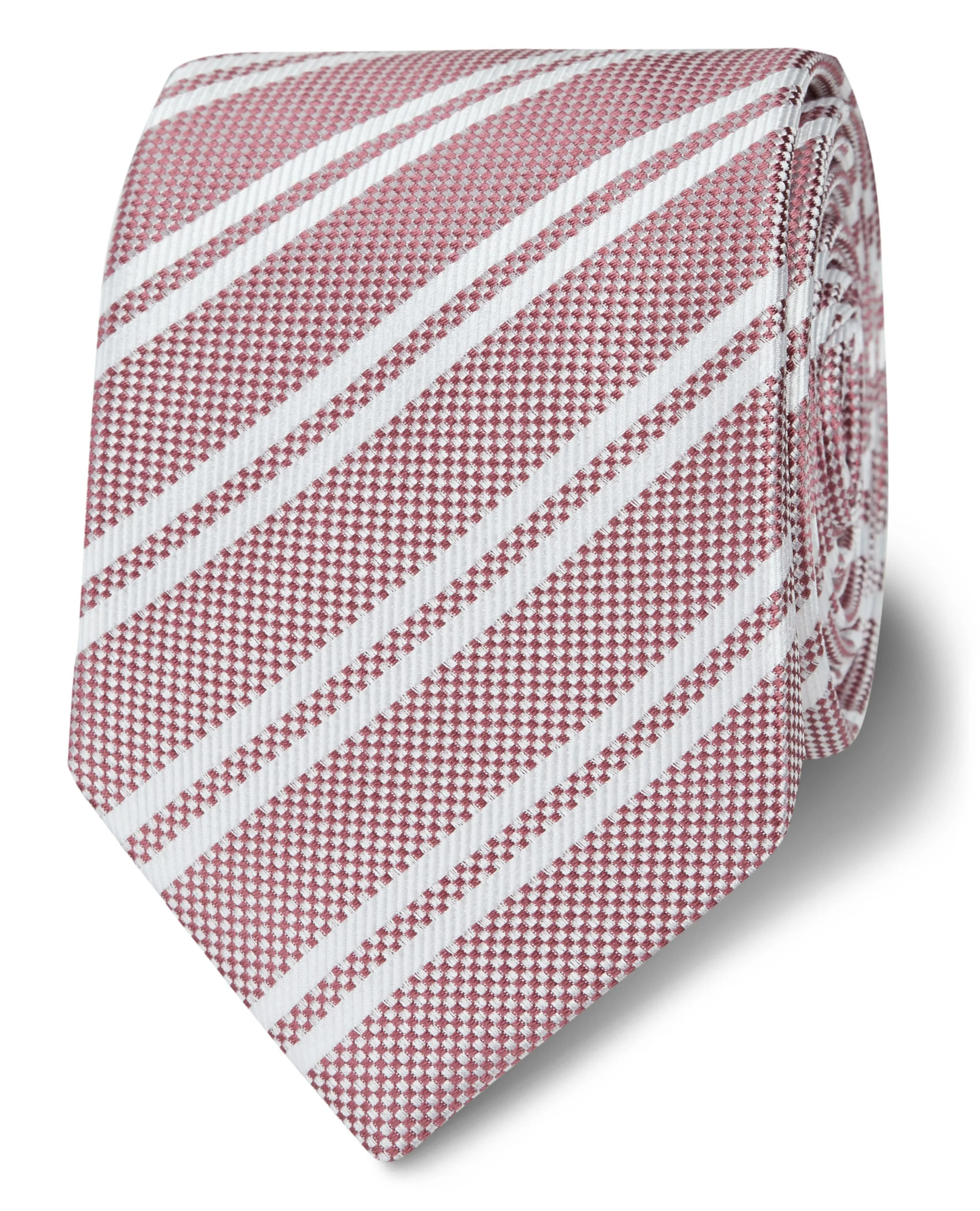 Slim Pink Double Stripe Silk Tie sold by T.M.Lewin