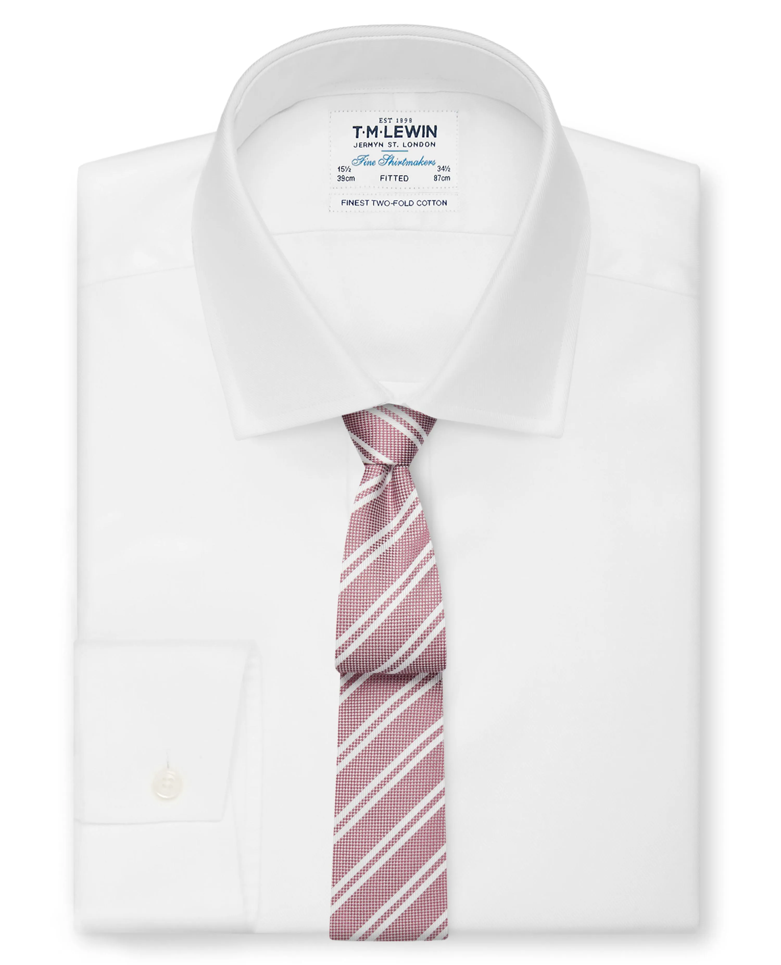 Slim Pink Double Stripe Silk Tie sold by T.M.Lewin product image thumbnail 2