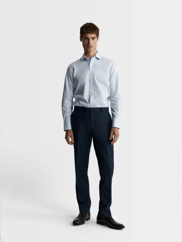 Non-Iron Blue Bengal Stripe Twill Regular Fit Single Cuff Classic Collar Shirt sold by T.M.Lewin