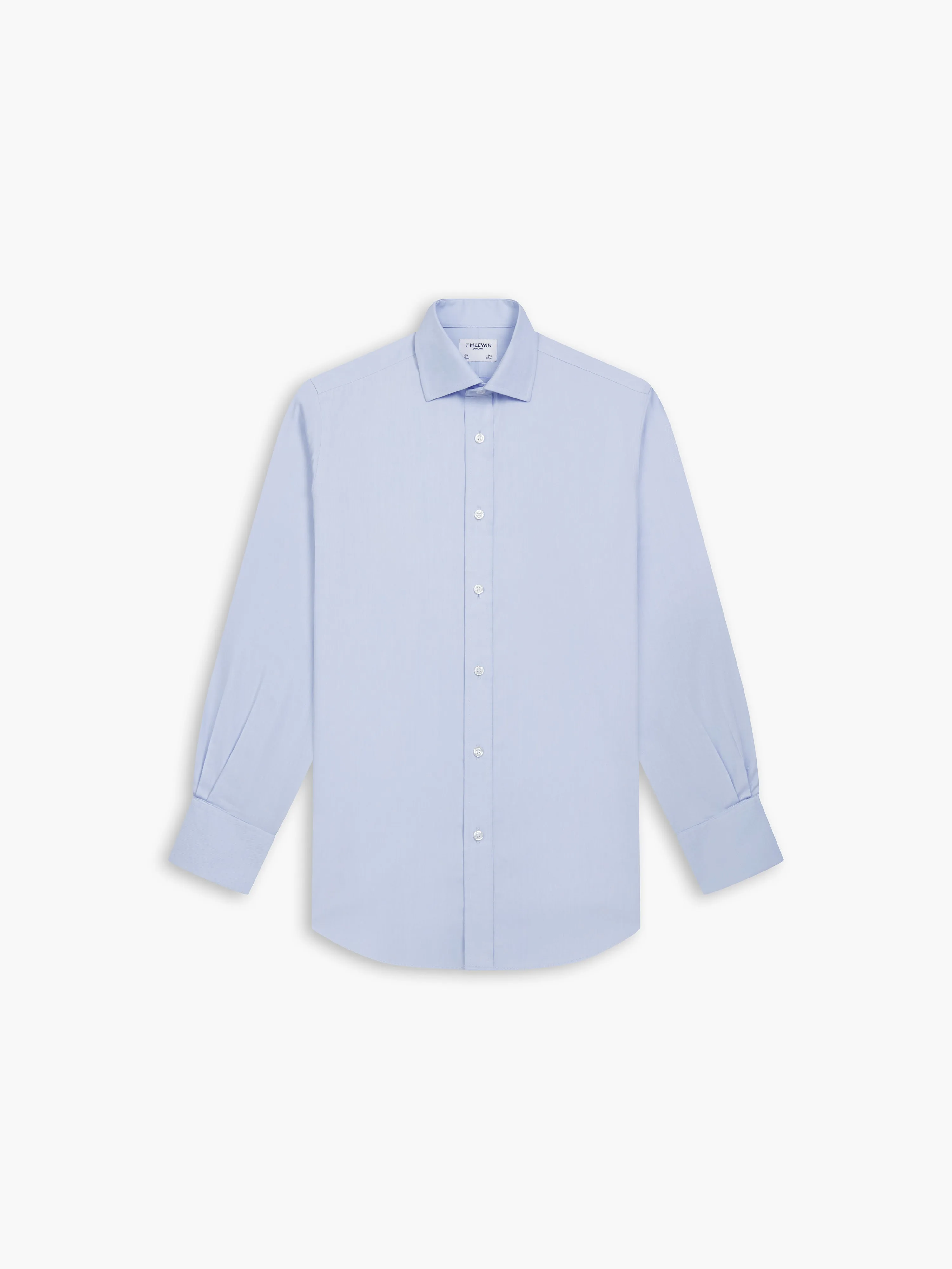 Non-Iron Sky Blue Slim Fit Twill Double Cuff Classic Collar Shirt sold by T.M.Lewin product image thumbnail 3