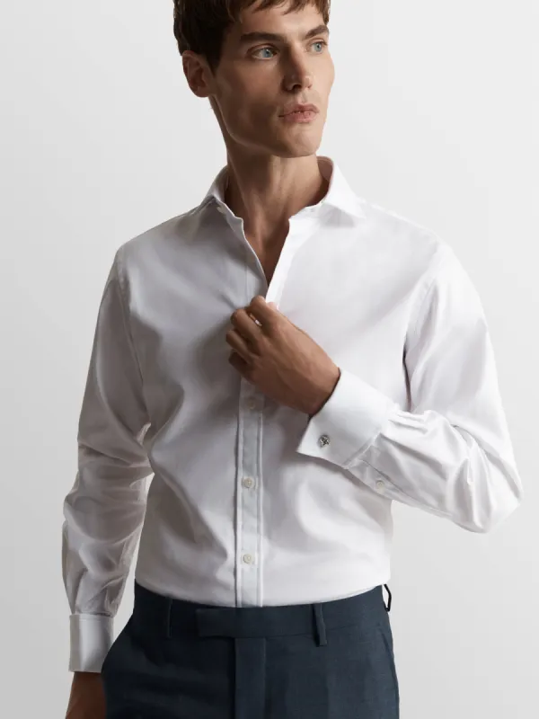 White Bold Twill Slim Fit Double Cuff Cutaway Collar Shirt sold by T.M.Lewin