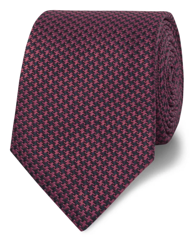 Classic Burgundy Mini Dogtooth Silk Slim Tie sold by T.M.Lewin