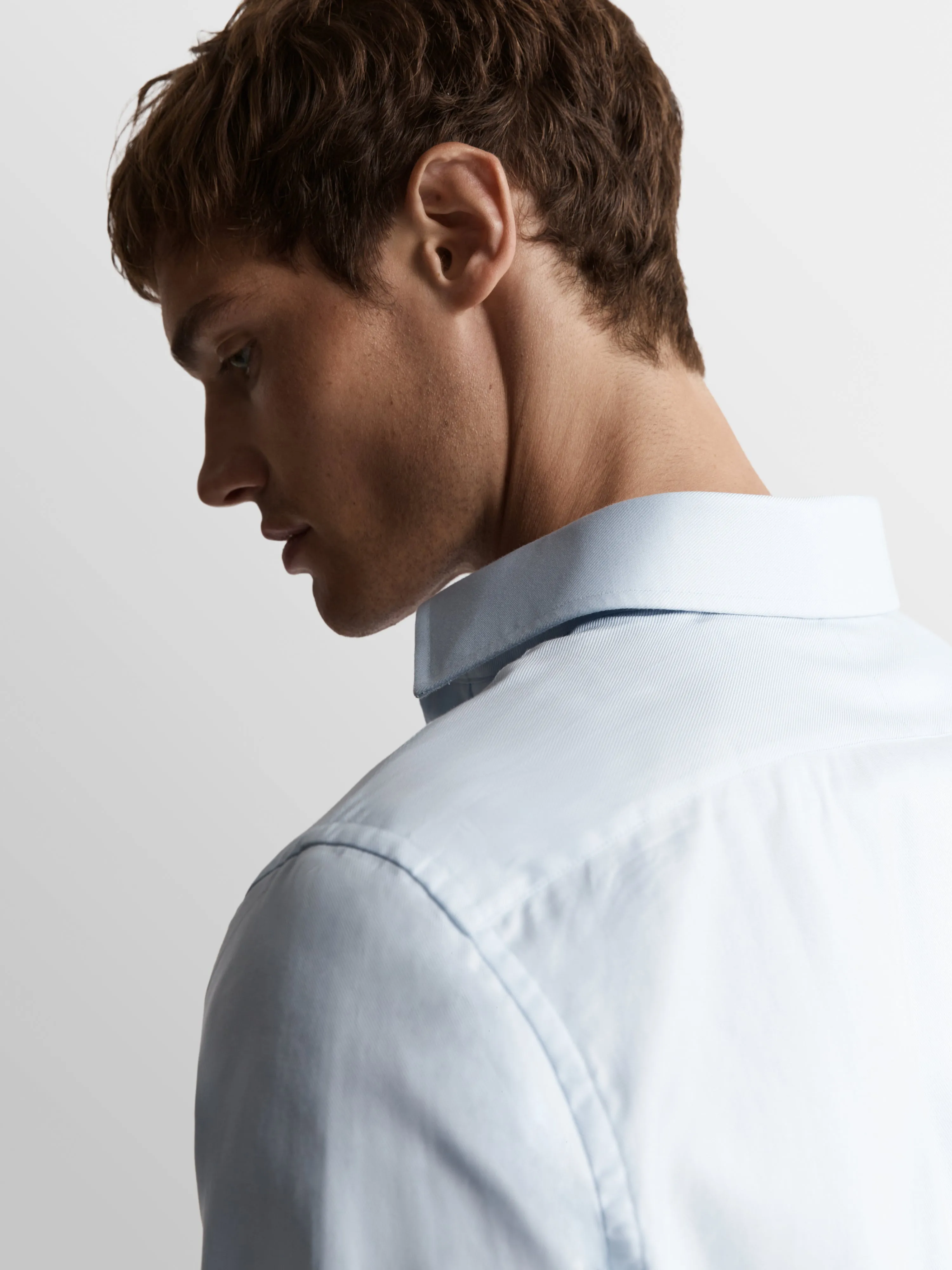Light Blue Bold Twill Slim Fit Single Cuff Classic Collar Shirt sold by T.M.Lewin product image thumbnail 2