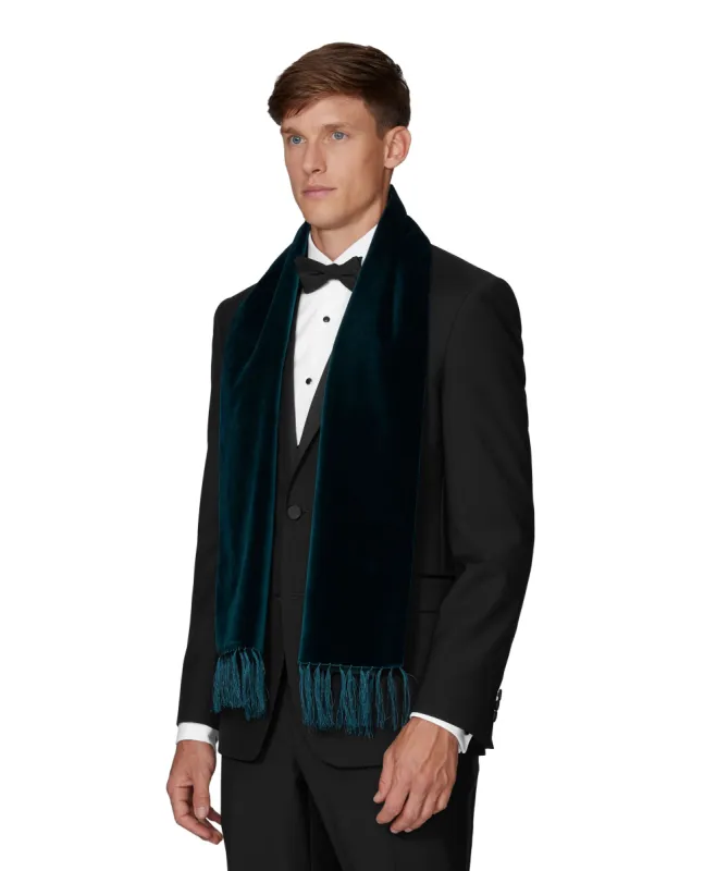 Teal Plain Velvet Scarf sold by T.M.Lewin