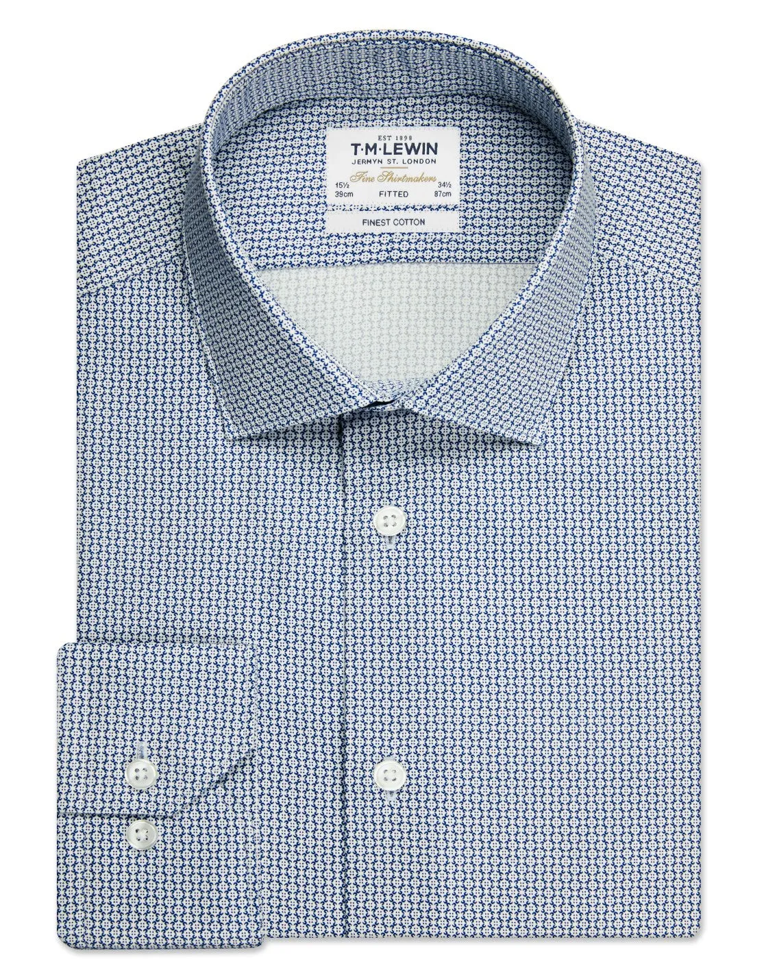 Fitted Navy Geo Single Cuff Shirt sold by T.M.Lewin