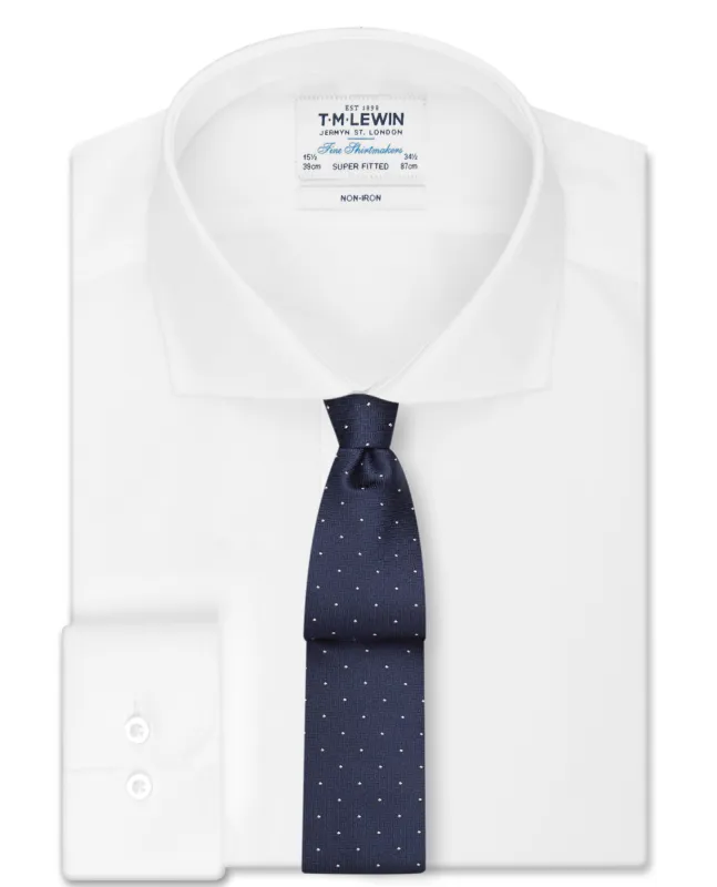 Non-Iron Super Fitted Plain White Poplin Shirt sold by T.M.Lewin