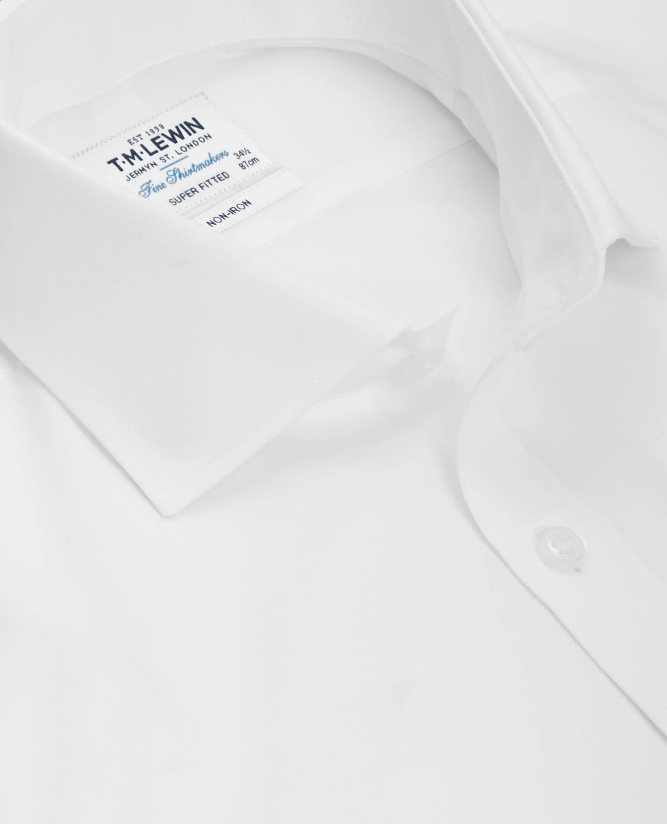 Non-Iron Super Fitted Plain White Poplin Shirt sold by T.M.Lewin product image thumbnail 3