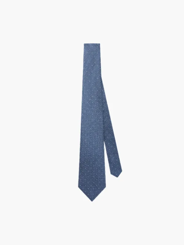 Dark Denim Textured Spot Silk Tie sold by T.M.Lewin