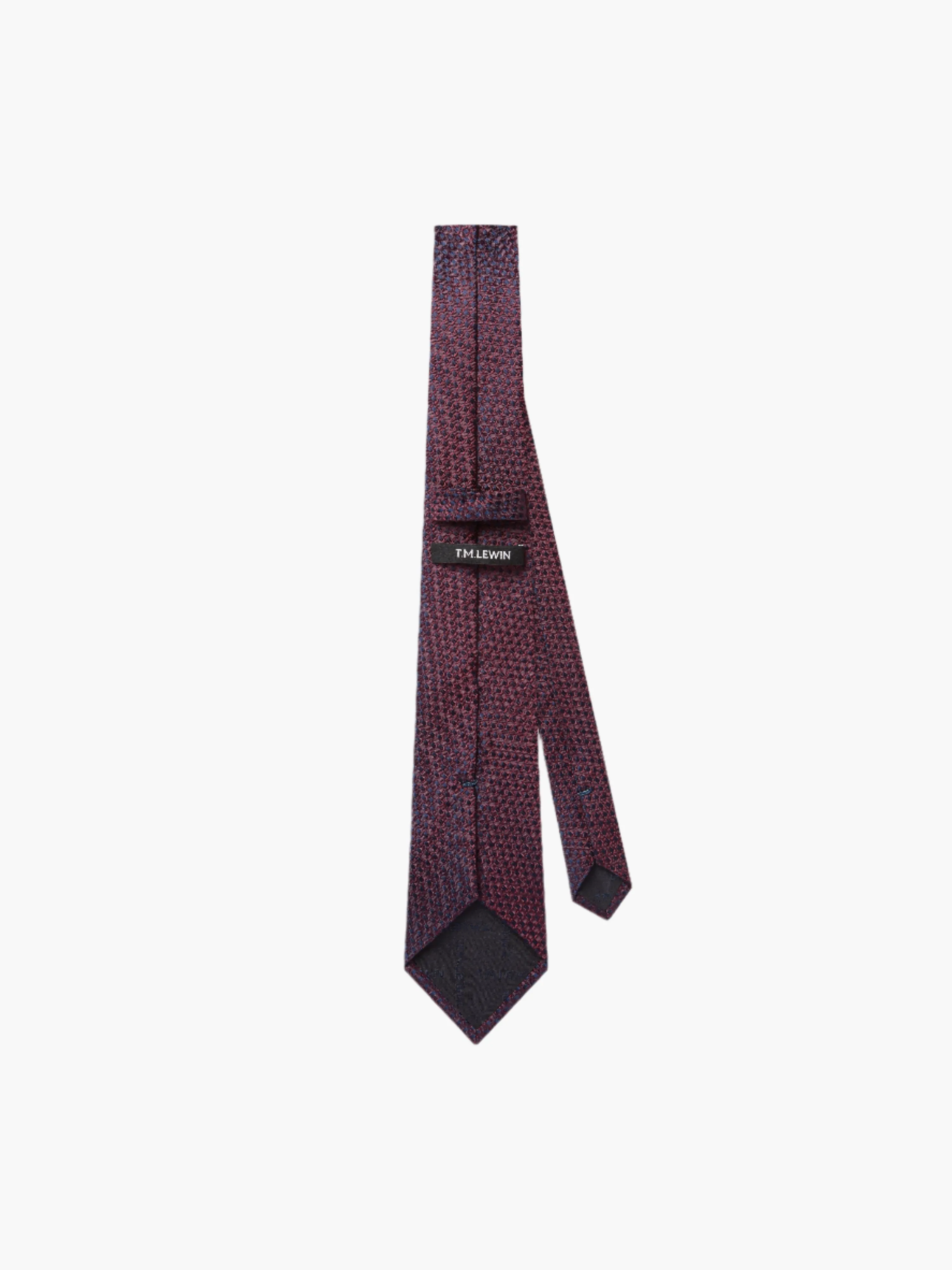 Burgundy Textured Grenadine Silk Tie sold by T.M.Lewin product image thumbnail 2