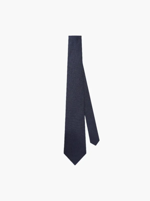 Navy Plain Oxford Silk Tie sold by T.M.Lewin