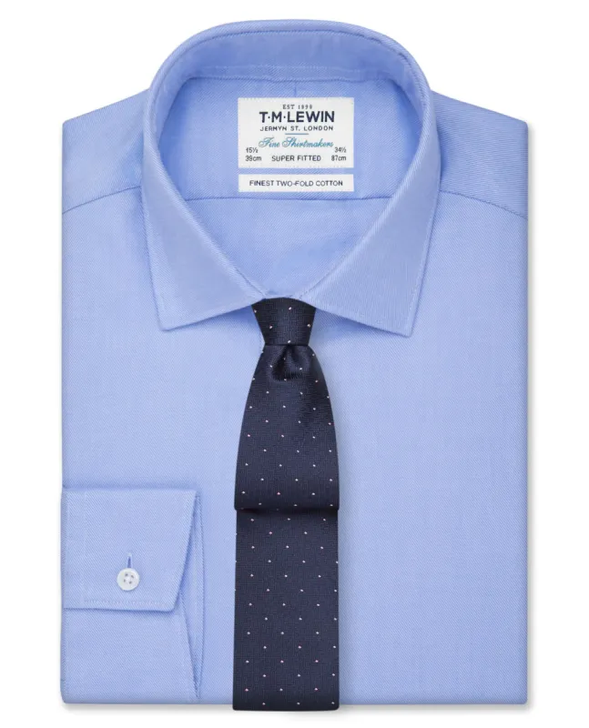 Blue Bold Twill Super Fitted Single Cuff Classic Collar Shirt sold by T.M.Lewin