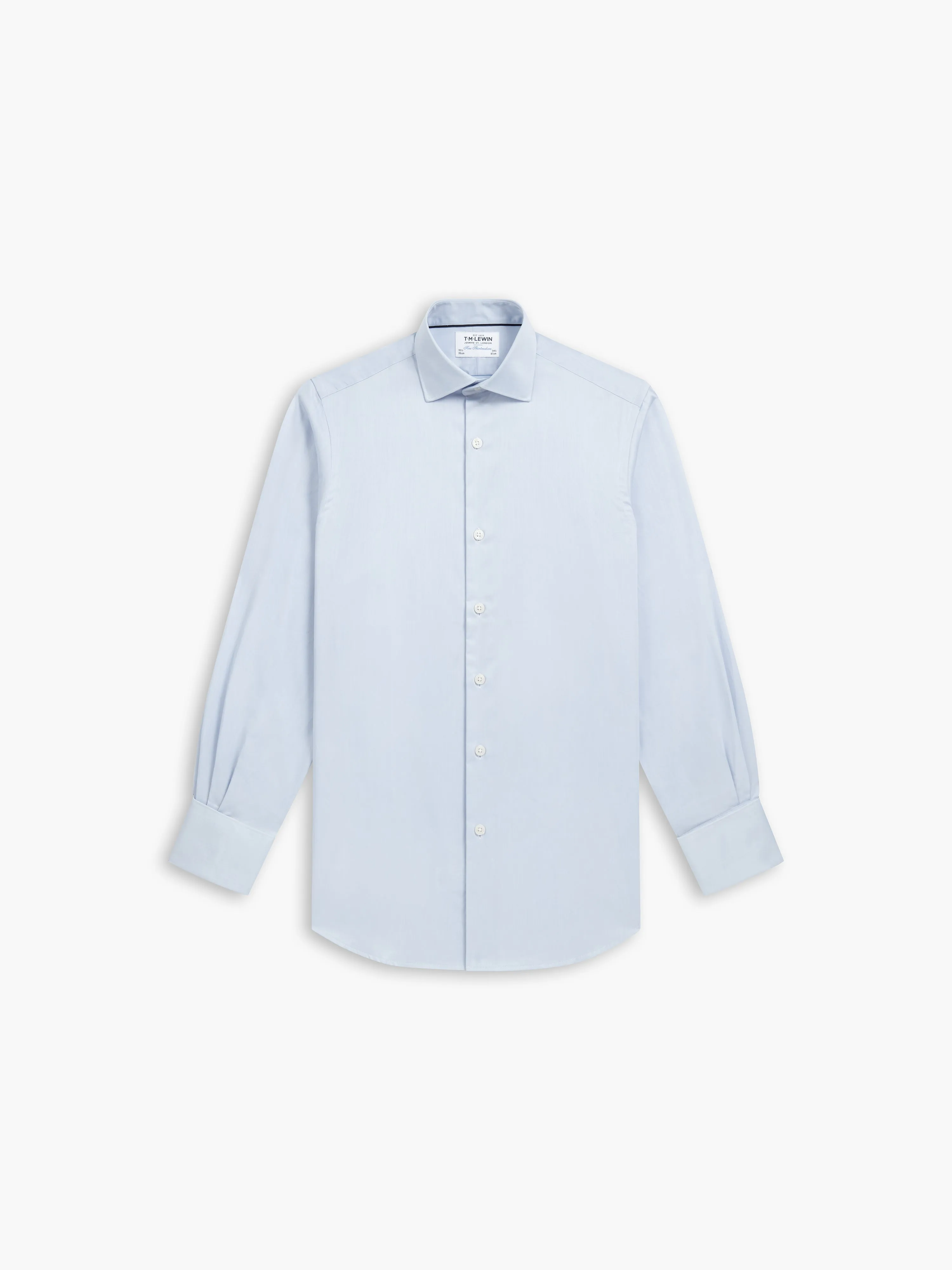 Light Blue Stretch Twill Super Fitted Double Cuff Classic Collar Shirt sold by T.M.Lewin product image thumbnail 2