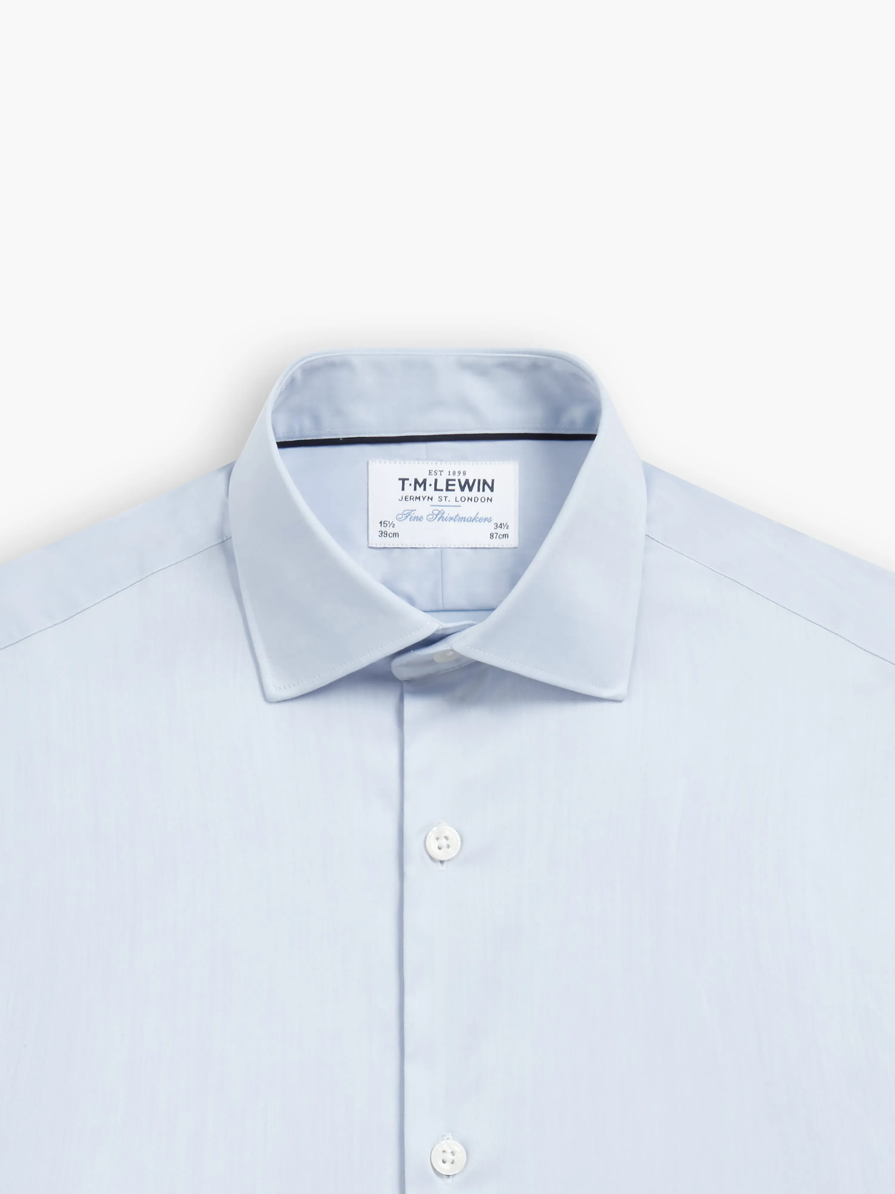Light Blue Stretch Twill Super Fitted Double Cuff Classic Collar Shirt sold by T.M.Lewin
