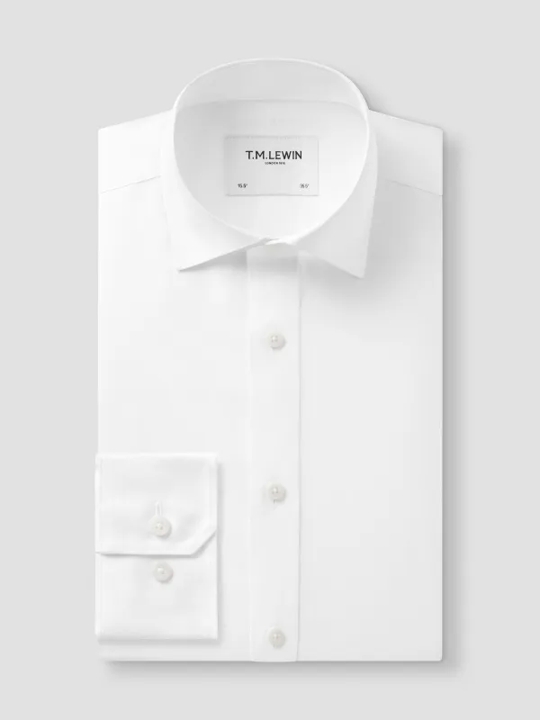 Non-Iron White Twill Fitted Single Cuff Classic Collar Shirt sold by T.M.Lewin