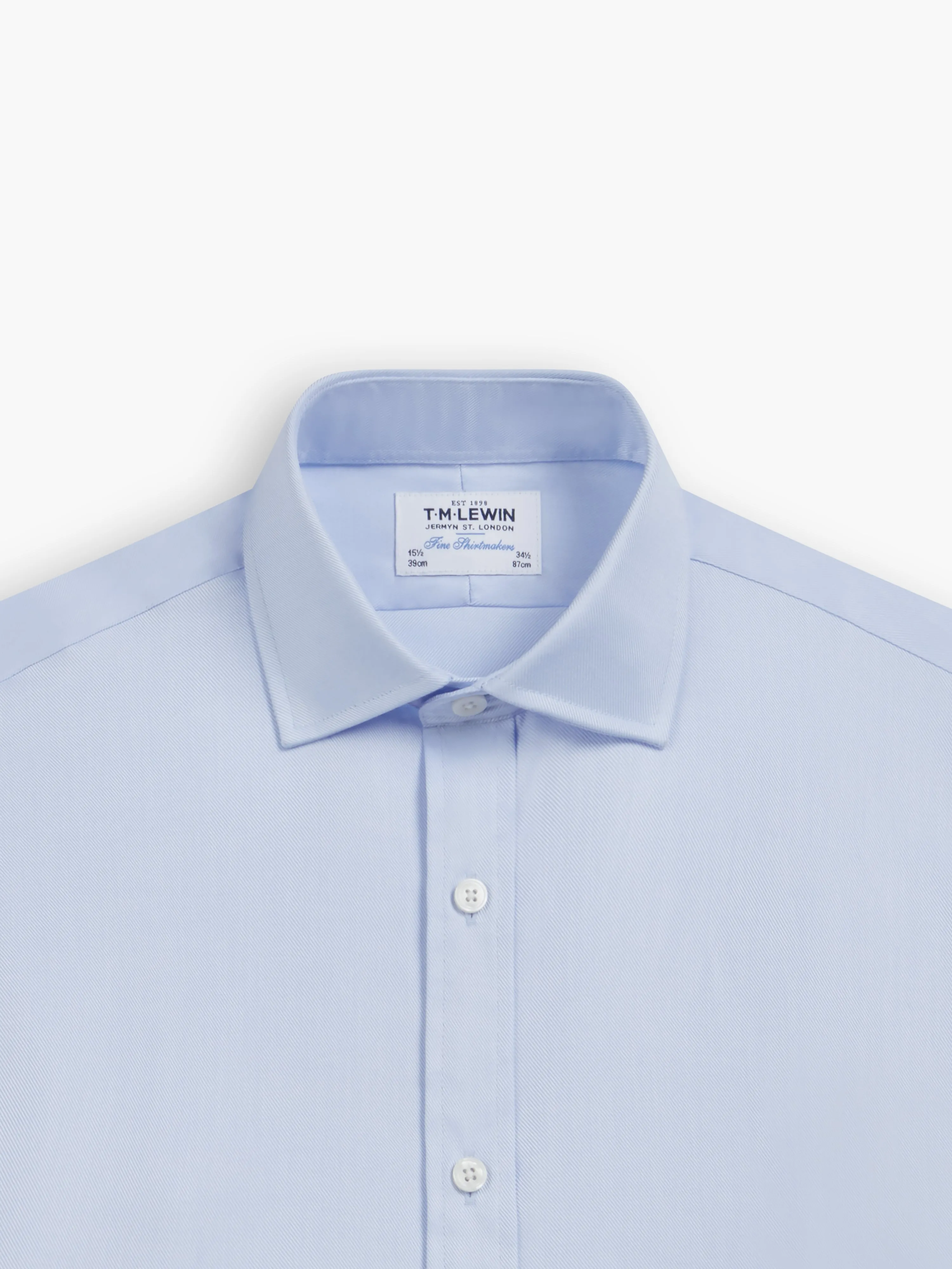 Light Blue Bold Twill Super Fitted Double Cuff Classic Collar Shirt sold by T.M.Lewin