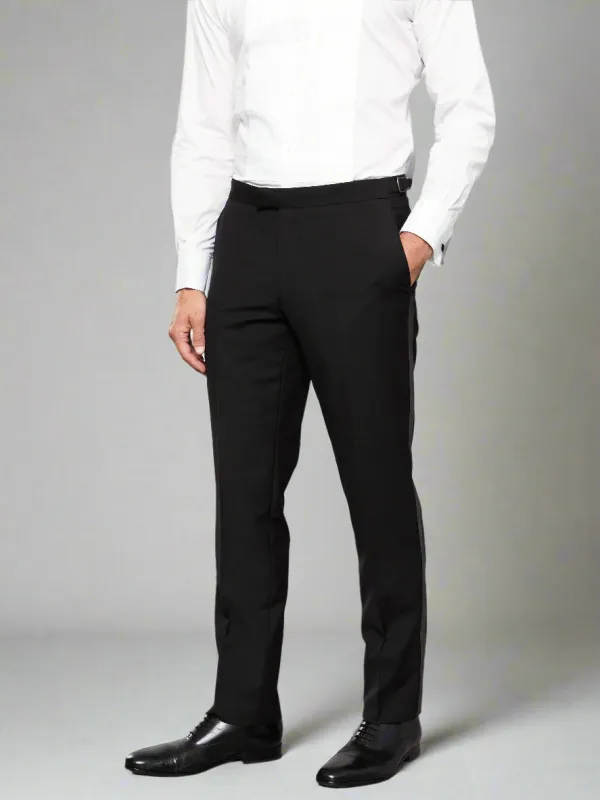 Lancewood Slim Fit Black Dinner Trousers with Finished Hems sold by T.M.Lewin