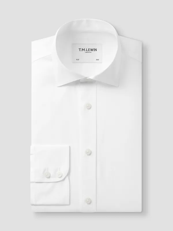 Non-Iron Plain White Poplin Slim Fit Single Cuff Classic Collar Shirt sold by T.M.Lewin