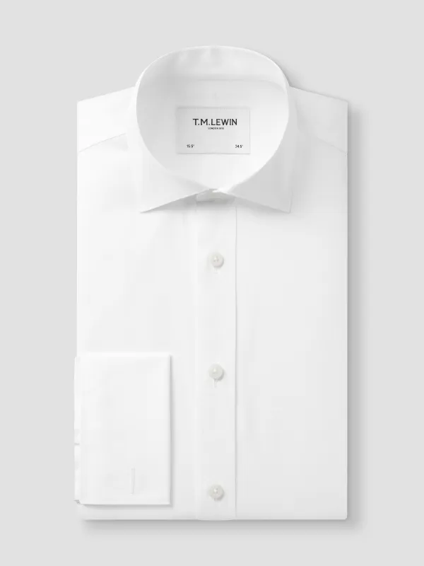 Non-Iron Plain White Poplin Super Fitted Double Cuff Classic Collar Shirt sold by T.M.Lewin