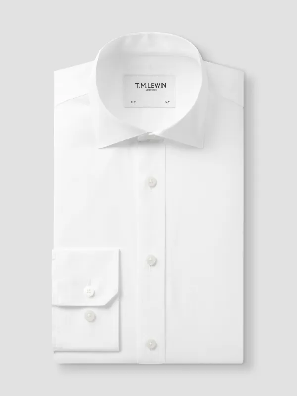 Non-Iron Plain White Poplin Super Fitted Single Cuff Classic Collar Shirt sold by T.M.Lewin