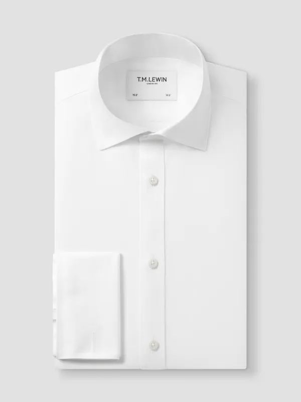 Non-Iron Plain White Oxford Regular Fit Double Cuff Classic Collar Shirt sold by T.M.Lewin