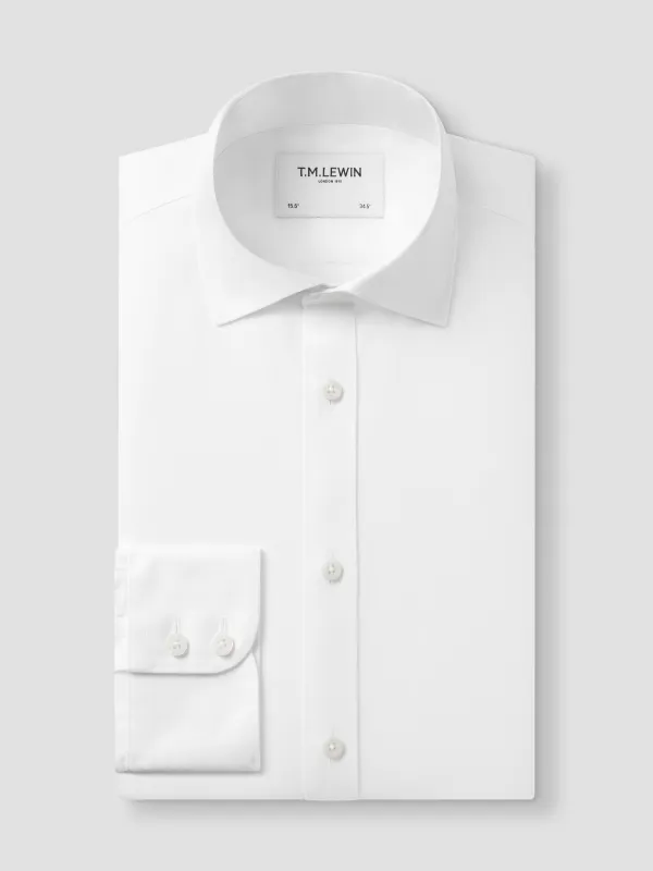 Non-Iron Plain White Oxford Slim Fit Single Cuff Classic Collar Shirt sold by T.M.Lewin