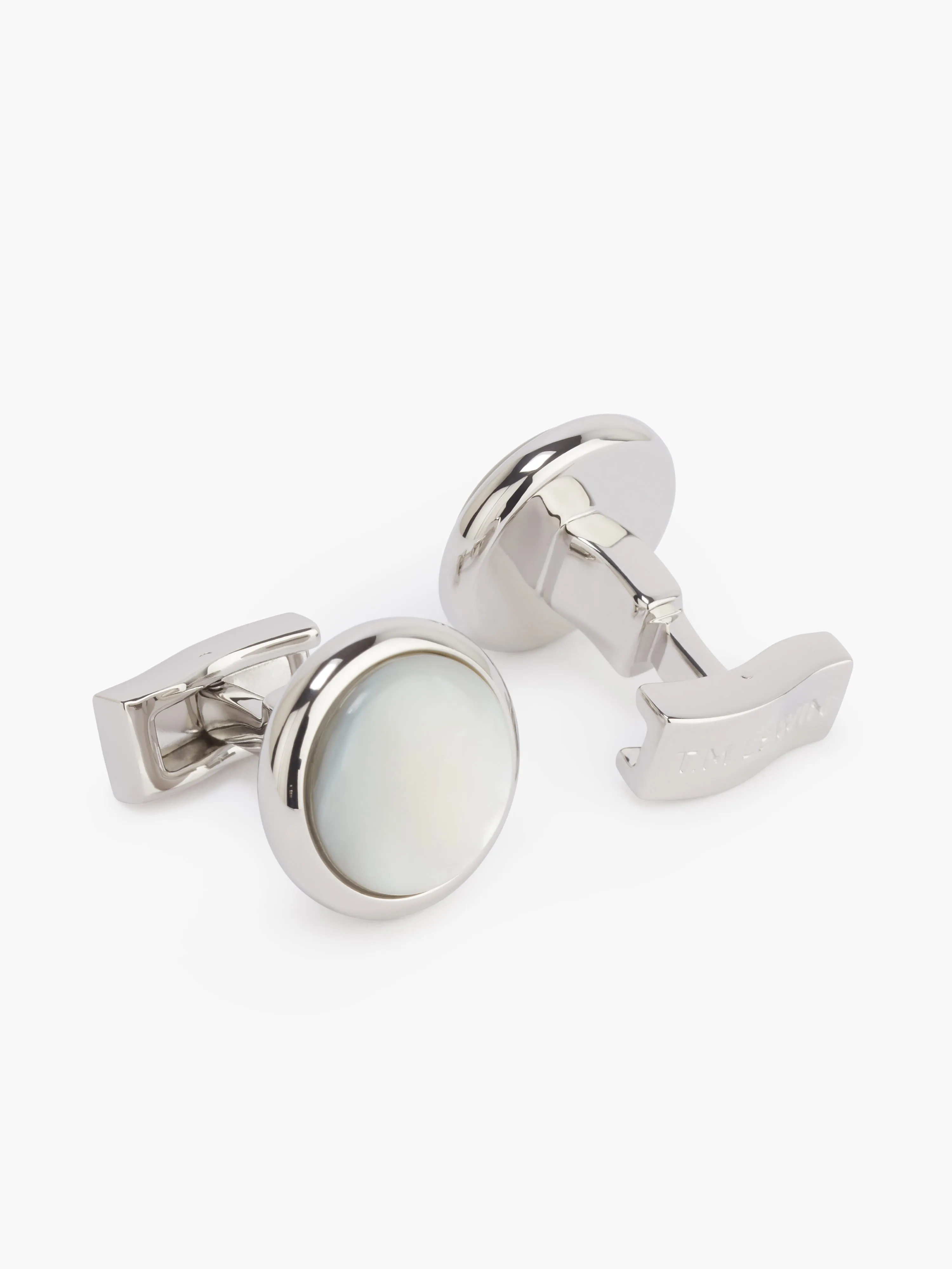 Pearl Effect Cufflinks - Silver sold by T.M.Lewin
