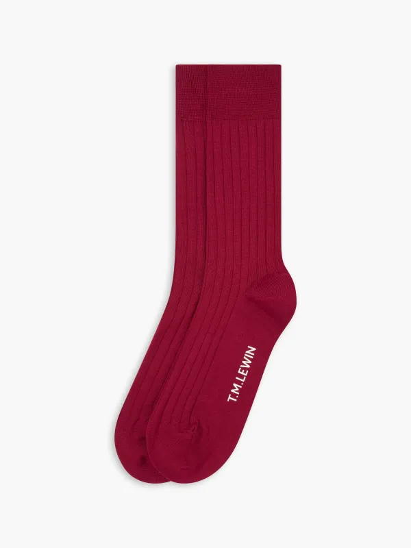 Mercerised Cotton Ribbed Socks sold by T.M.Lewin