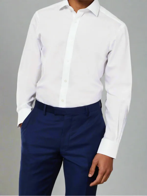 Non-Iron Slim Fit White Poplin Button Cuff Shirt sold by T.M.Lewin