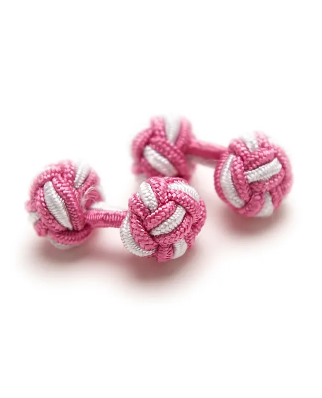 Pink White Silk Knot Links sold by T.M.Lewin
