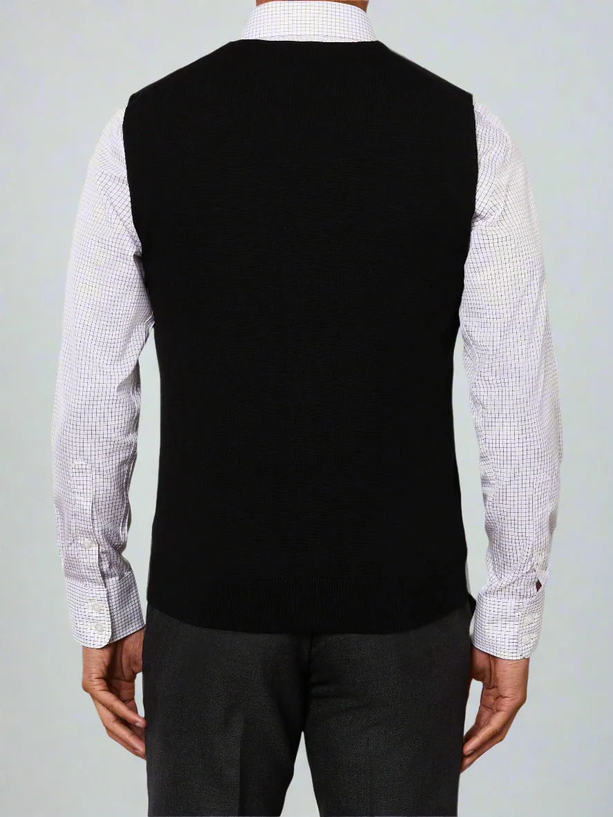 Lincoln Black Slim Fit Merino Wool Waistcoat sold by T.M.Lewin product image thumbnail 2