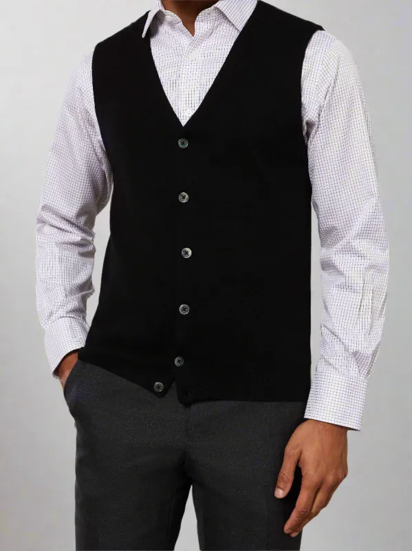Lincoln Black Slim Fit Merino Wool Waistcoat sold by T.M.Lewin