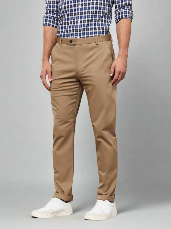 Radcliffe Slim Fit Camel Cotton Stretch Chino sold by T.M.Lewin