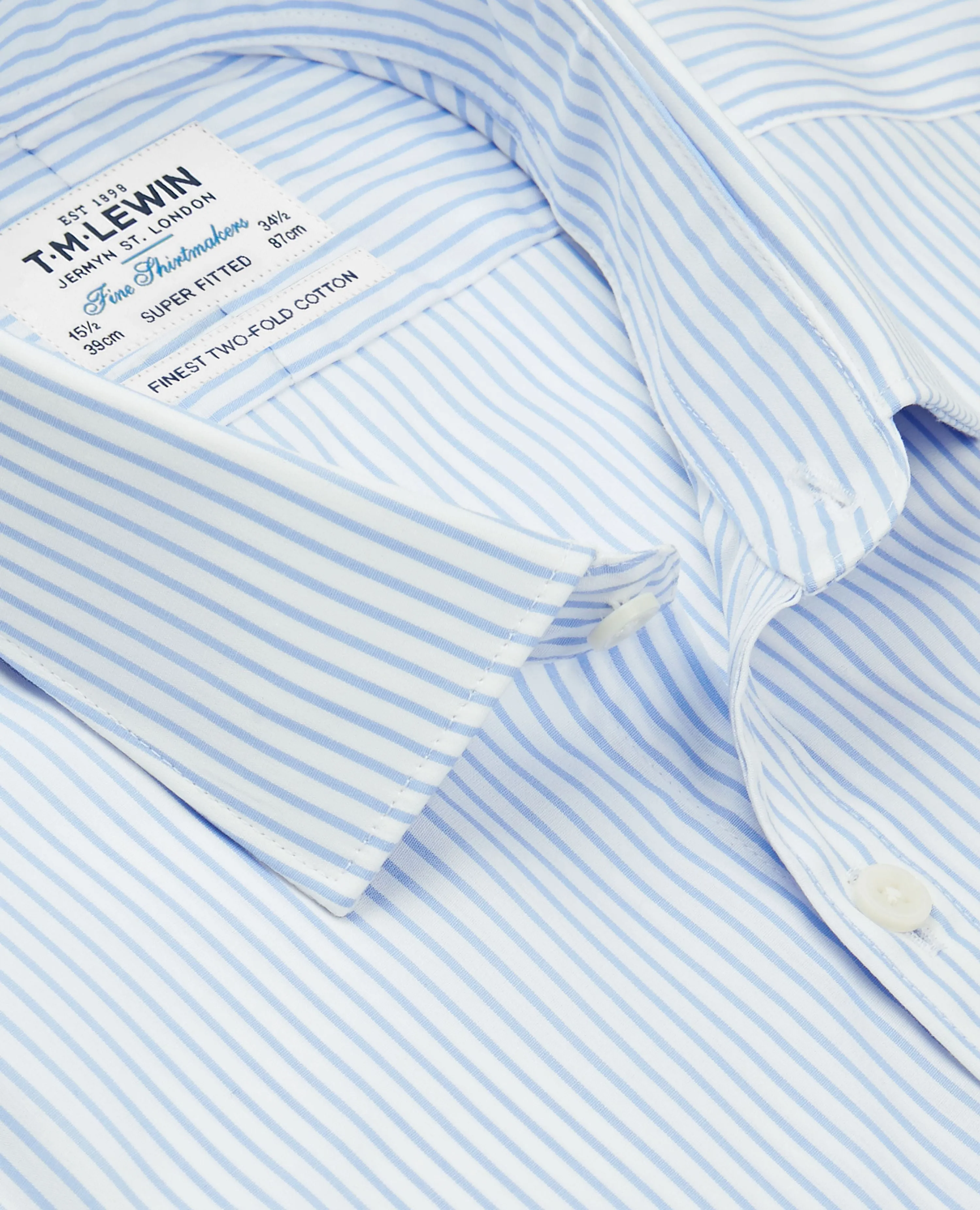Super Fitted Light Blue Stripe Poplin Double Cuff Shirt sold by T.M.Lewin product image thumbnail 3