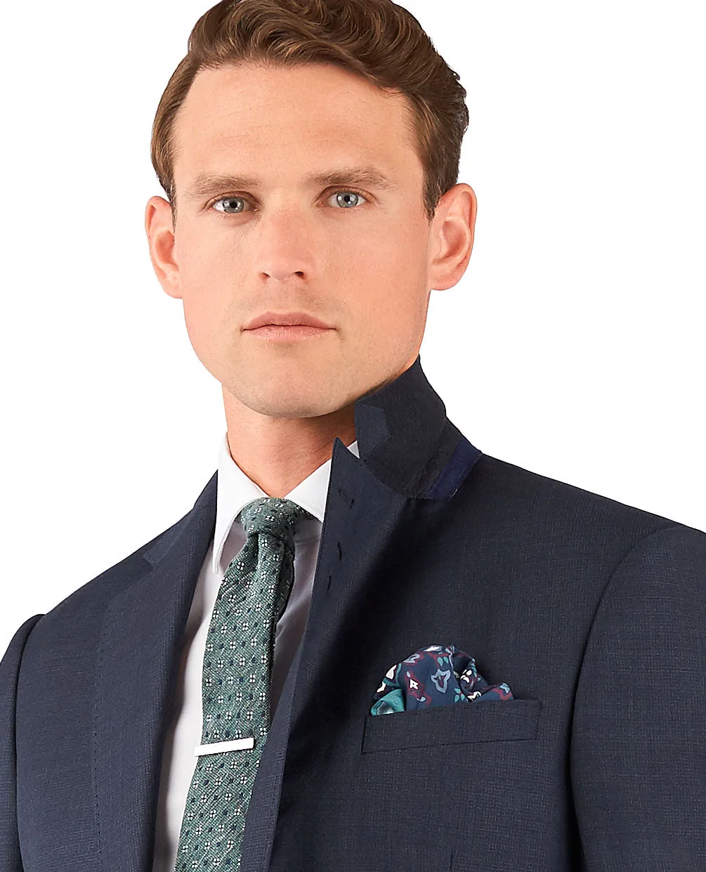The Manzoni Zegna Slim Fit Navy Grid Jacket sold by T.M.Lewin product image thumbnail 4