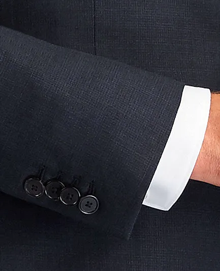 The Manzoni Zegna Slim Fit Navy Grid Jacket sold by T.M.Lewin product image thumbnail 5