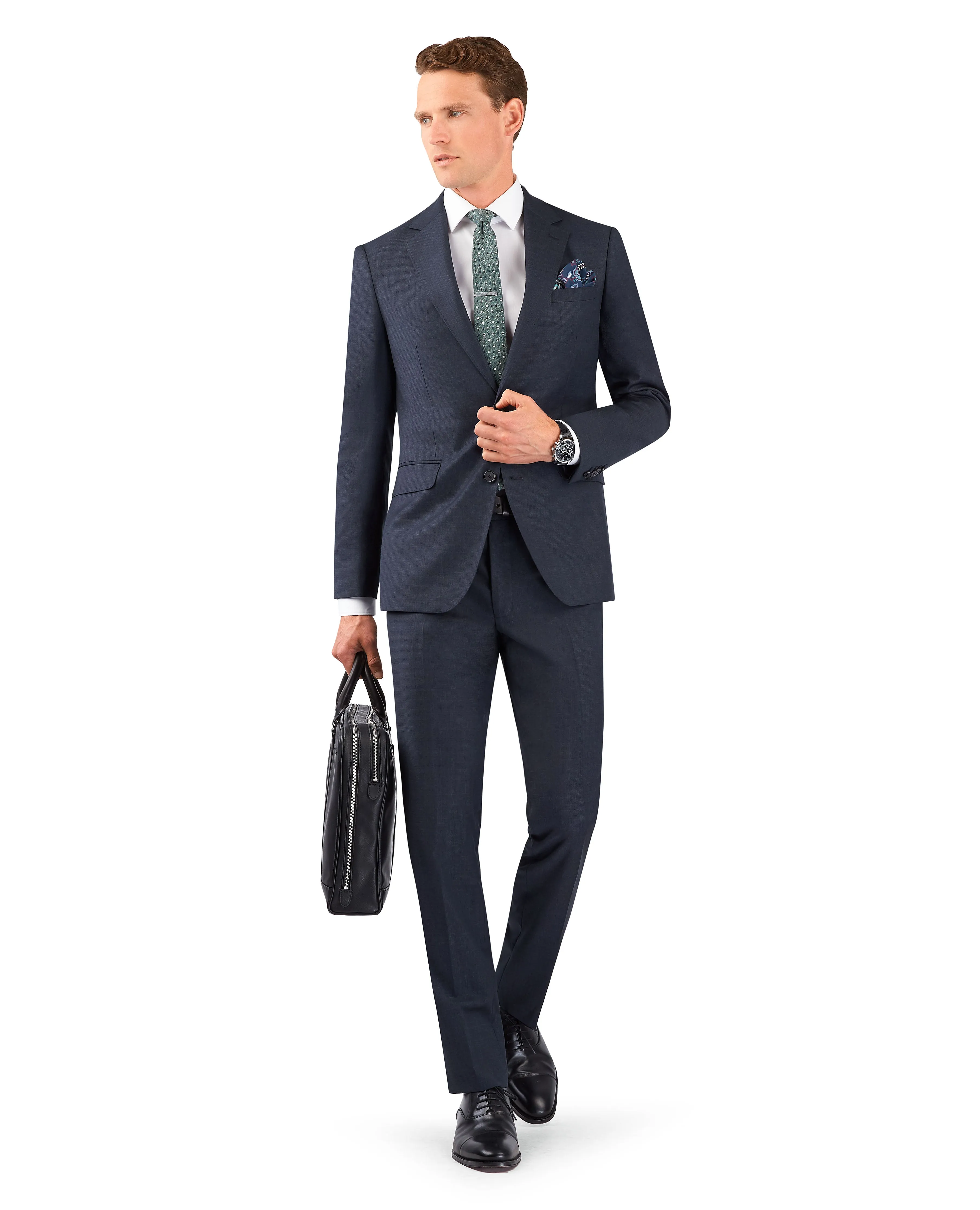 The Manzoni Zegna Slim Fit Navy Grid Jacket sold by T.M.Lewin