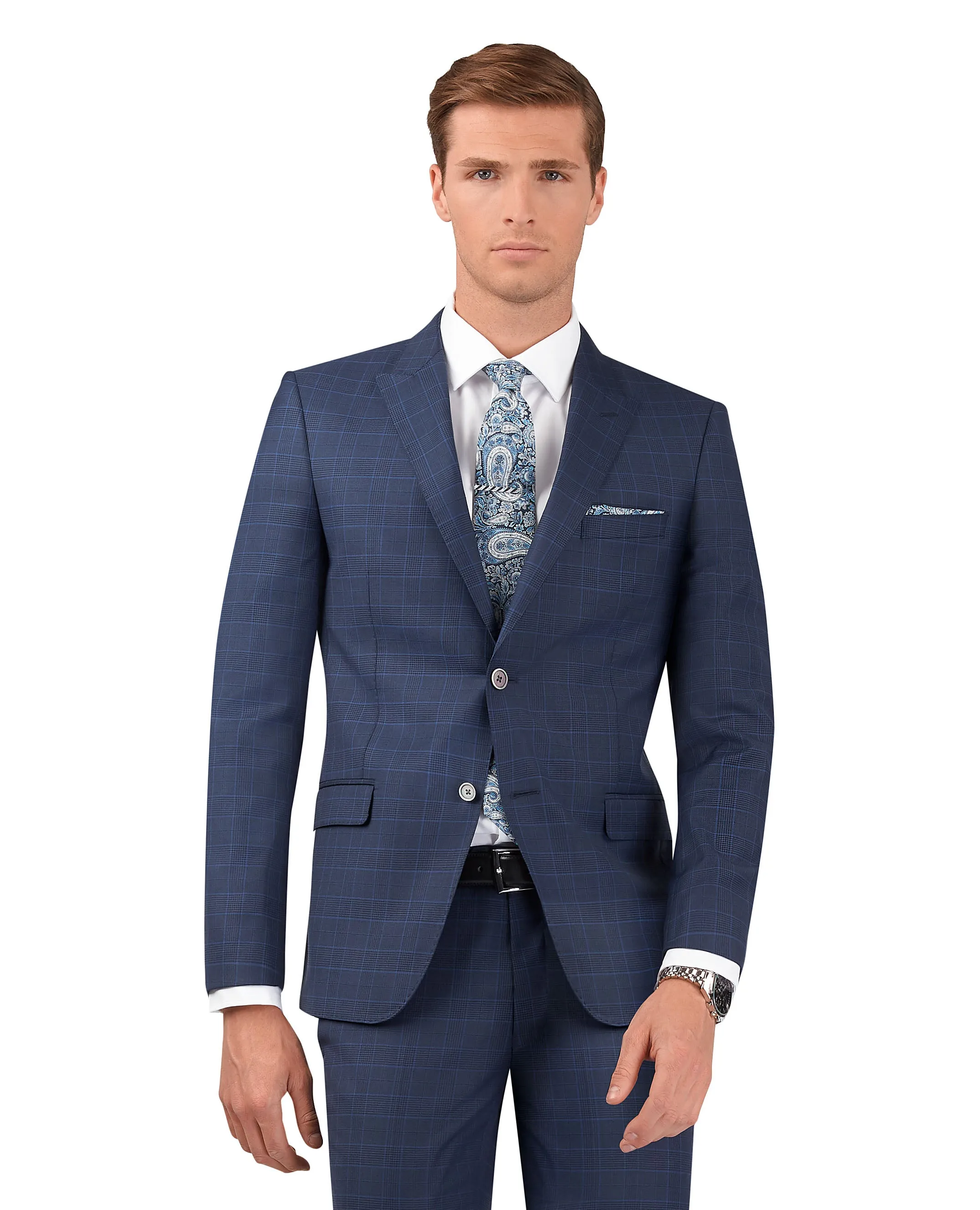 The Peacock Slim Fit Blue Check Jacket sold by T.M.Lewin product image thumbnail 3