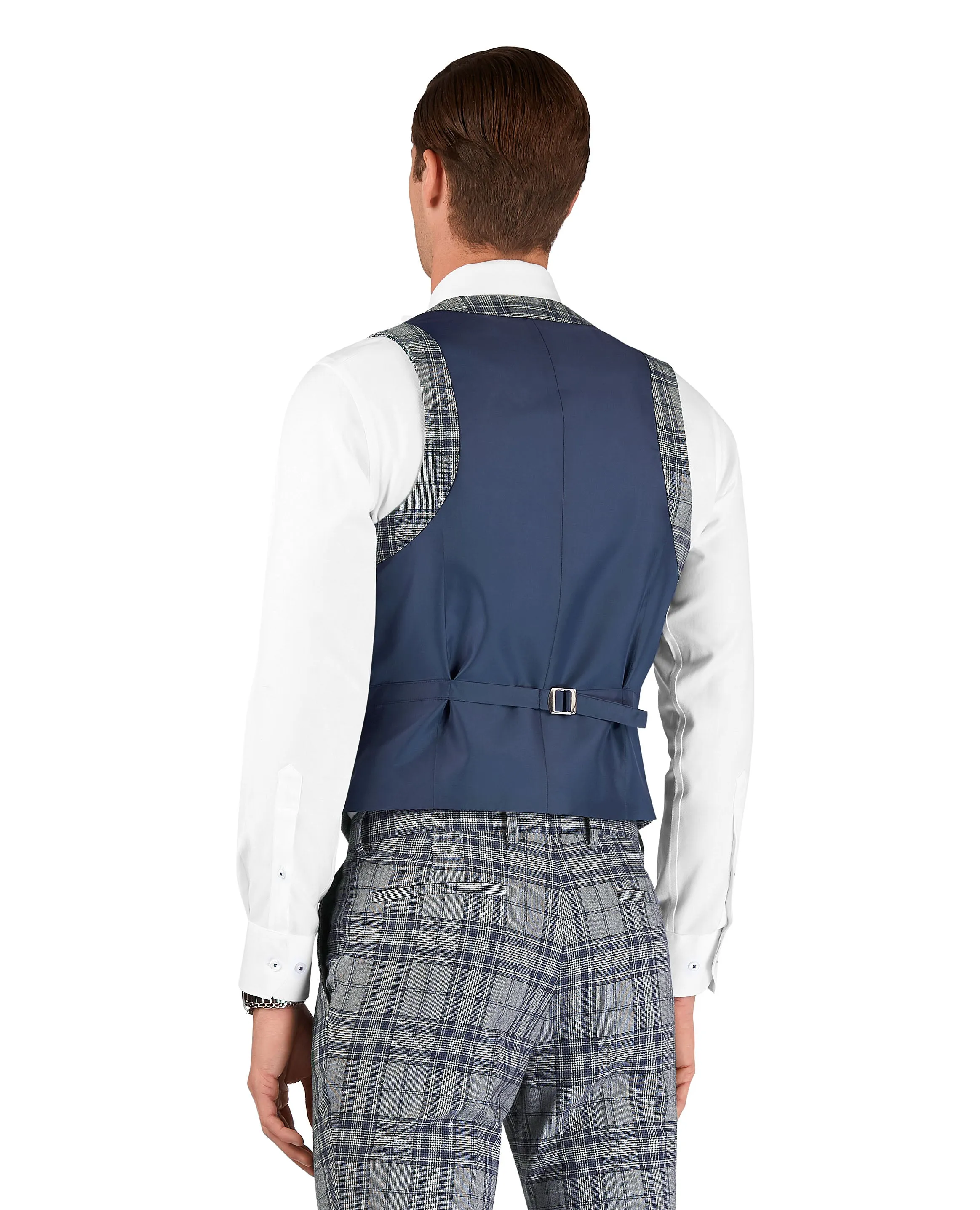 The Lyric Slim Fit Grey Check Waistcoat sold by T.M.Lewin product image thumbnail 2