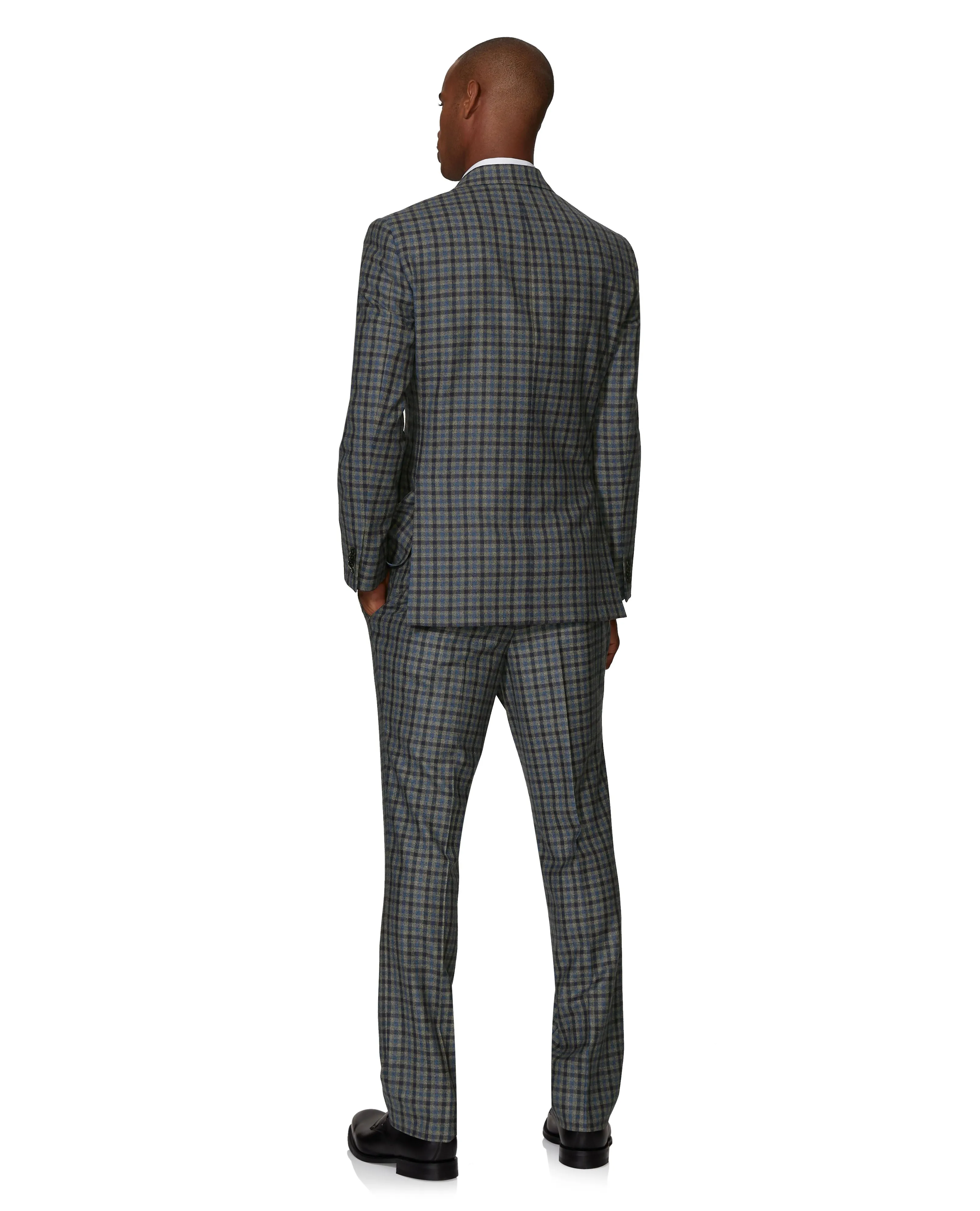 Larkin Slim Fit Blue and Ginger Check Trouser sold by T.M.Lewin product image thumbnail 2