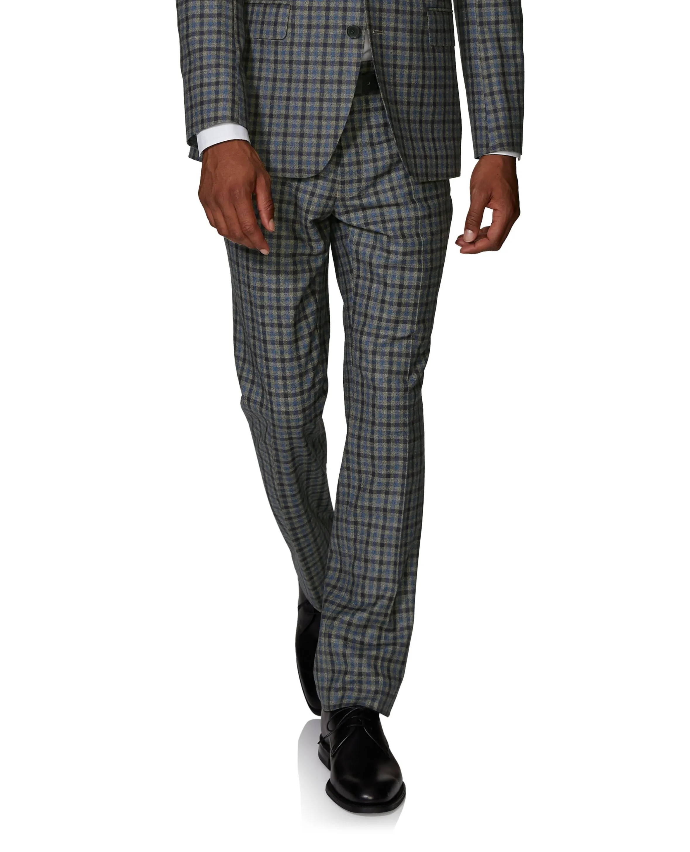 Larkin Slim Fit Blue and Ginger Check Trouser sold by T.M.Lewin
