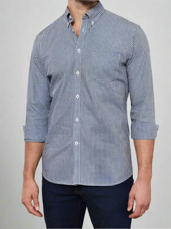 Slim Fit Navy Micro Check Shirt sold by T.M.Lewin